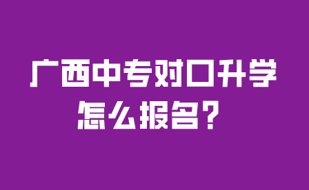 广西中专对口升学怎么报名？
