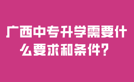 广西中专升学需要什么要求和条件？