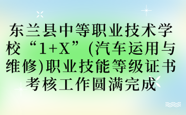 东兰县中等职业技术学校“1+X”(汽车运用与维修)职业技能等级证书考核工作圆满完成